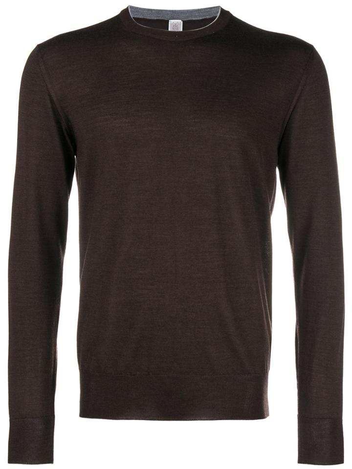 Eleventy Crew Neck Fitted Sweater - Brown