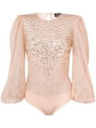 Elisabetta Franchi Embellished Lace Bodie - Neutrals