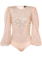 Elisabetta Franchi Embellished Lace Bodie - Neutrals