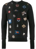 Alexander Mcqueen Badge Embroidered Sweatshir, Men's, Size: Small, Black, Cotton/polyester/silk