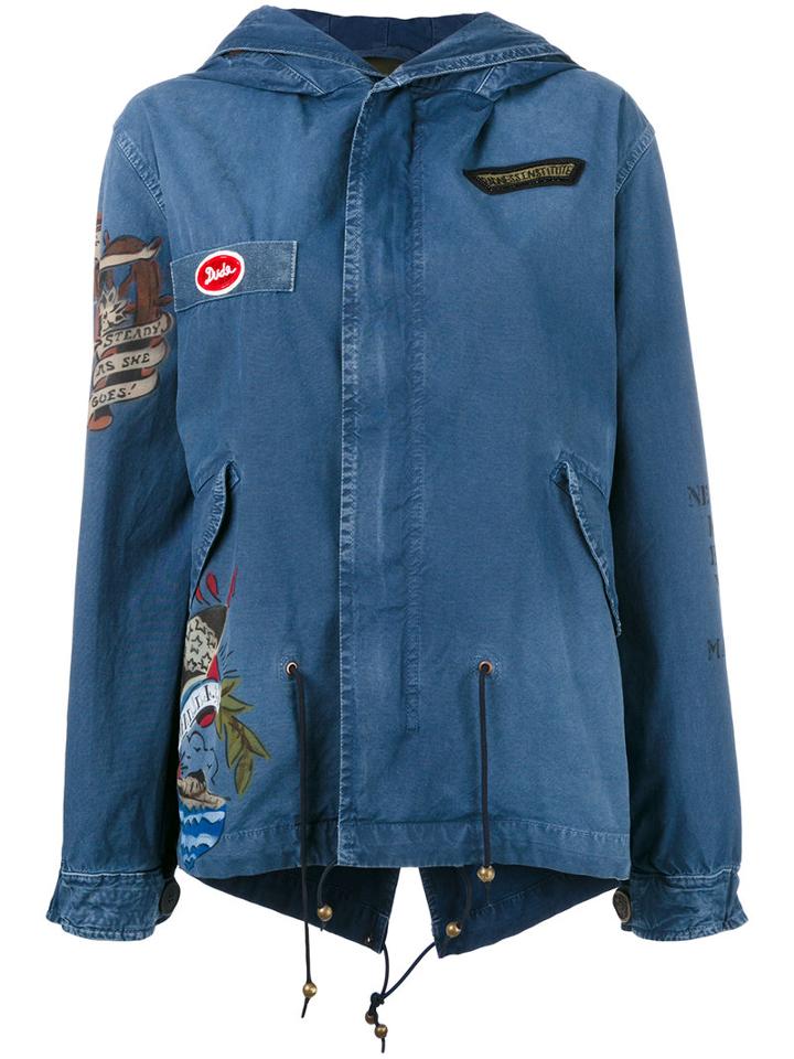 Mr & Mrs Italy Patched Denim Jacket, Women's, Size: Small, Blue, Cotton