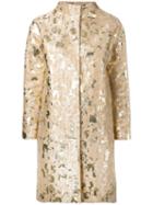 Gianluca Capannolo Metallic Jacquard Coat, Women's, Size: 44, Nude/neutrals, Cotton/acetate/polyester/polyamide