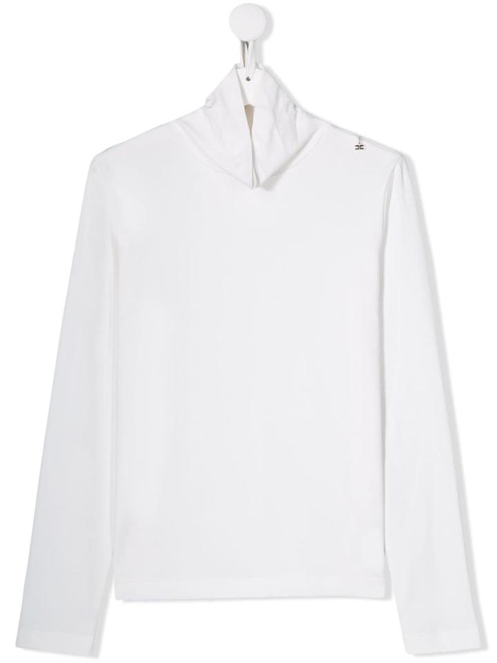 Elisabetta Franchi La Mia Bambina Teen Long-sleeve Fitted Top - White