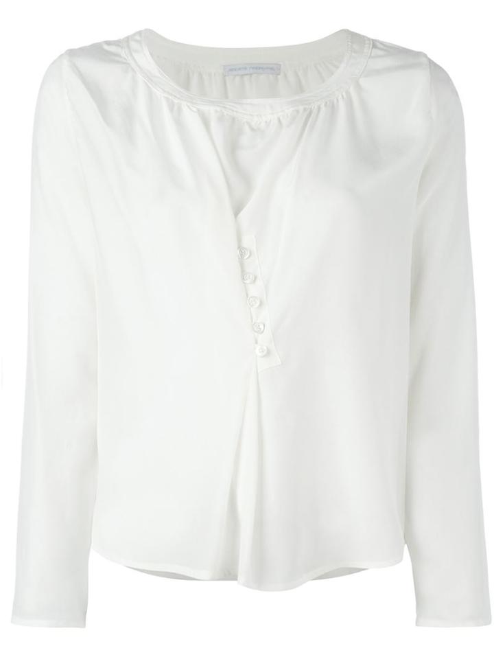 Société Anonyme Asymmetric Buttoned Shirt, Women's, Size: 2, White, Silk