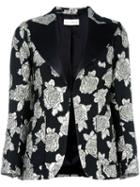 Faith Connexion Floral Brocade Blazer, Women's, Size: 42, Black, Silk/polyamide/polyester/viscose