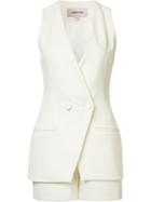 Double-breasted Playsuit - Women - Polyamide/polyester/spandex/elastane - 2, White, Polyamide/polyester/spandex/elastane, Cushnie Et Ochs