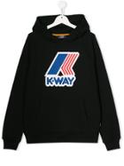 K Way Kids Teen Logo Print Hoodie - Black