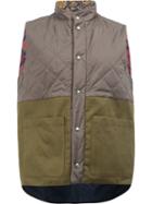 Herno Bi-colour Quilted Panel Gilet, Men's, Size: 48, Green, Cotton/linen/flax/polyamide/polyurethane