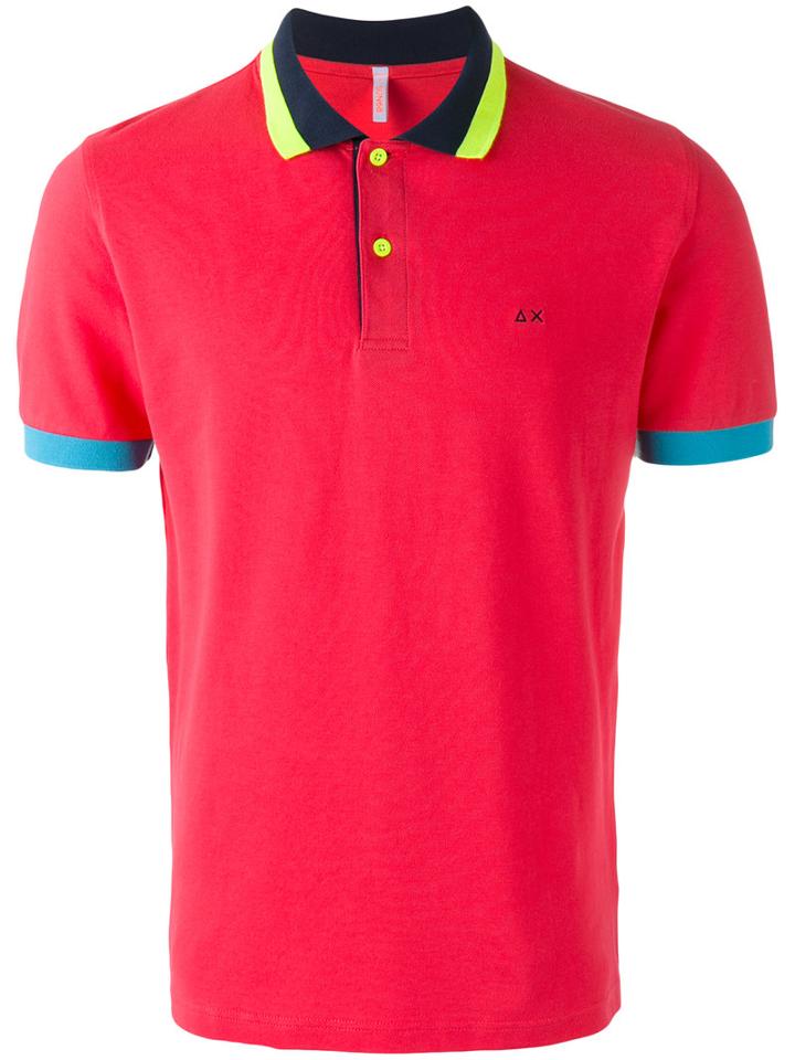 Sun 68 Contrast Polo Shirt, Men's, Size: Large, Pink/purple, Cotton/spandex/elastane