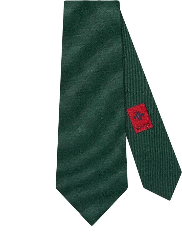 Gucci Preppy G Underknot Wool Silk Tie - Green