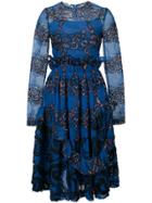 Jourden Embroidered Flared Dress - Blue