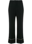 No21 Cropped Contrast Piped Trim Trousers - Black