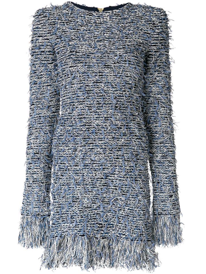 Balmain Fringed Mini Dress - Blue