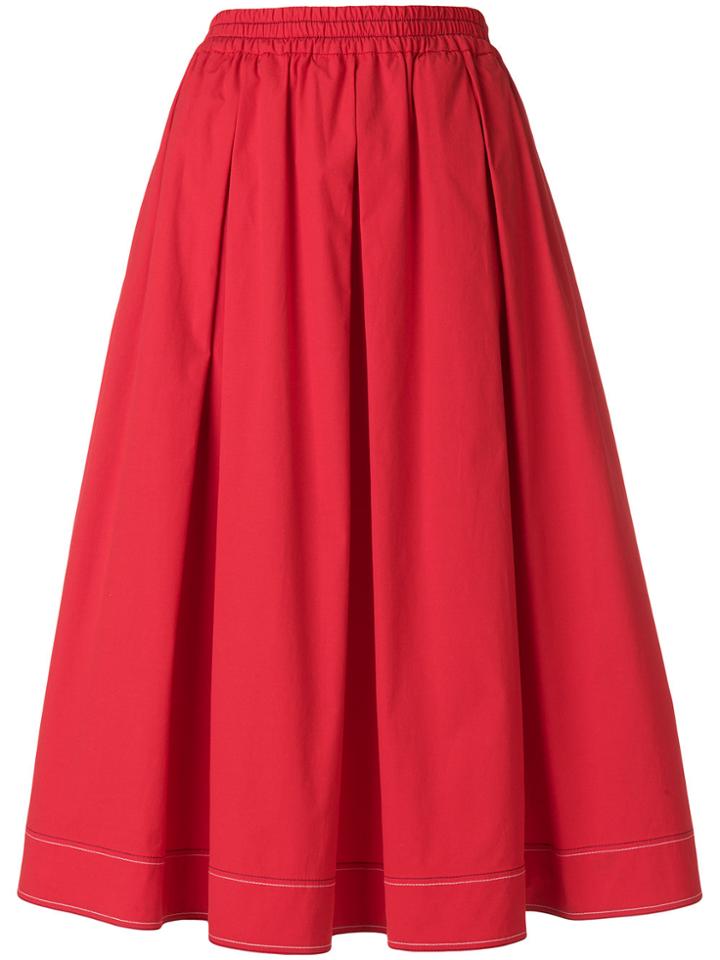 Fay Pleated A-line Skirt - Red
