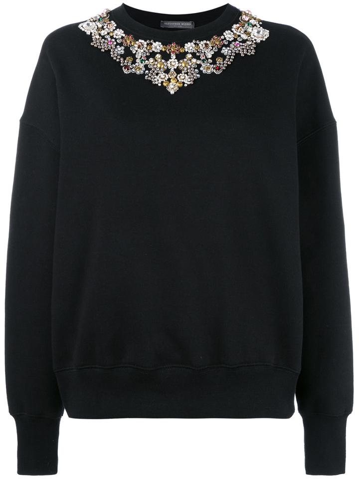 Alexander Mcqueen Embellished Sweater, Women's, Size: 42, Black, Cotton