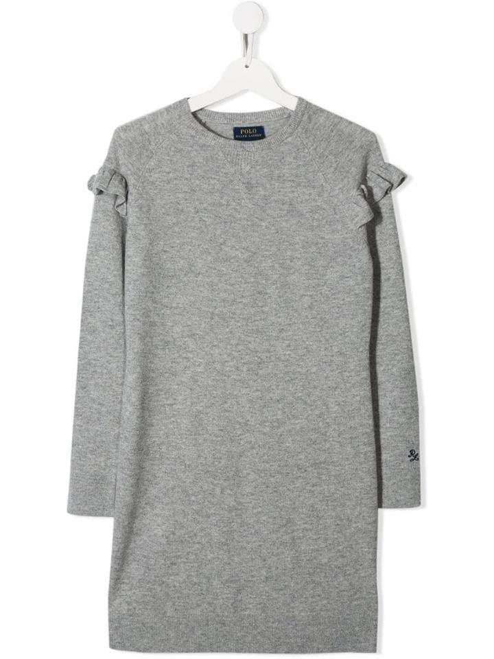 Ralph Lauren Kids Teen Frill-trim Sweater Dress - Grey