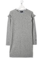 Ralph Lauren Kids Teen Frill-trim Sweater Dress - Grey