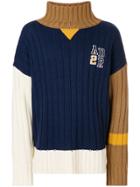 Ader Error Patchwork Turtleneck Jumper - Blue