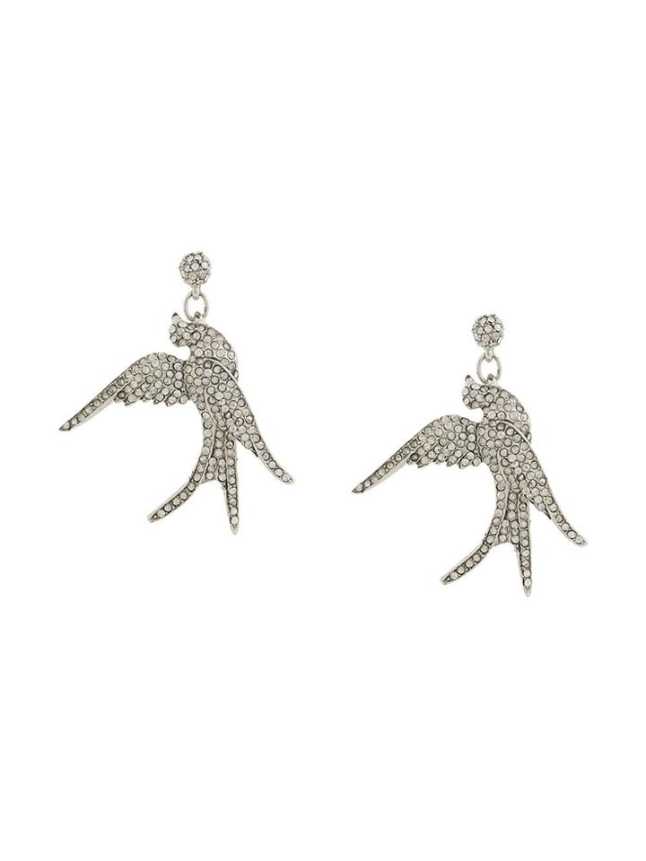 Oscar De La Renta Pavé Bird Earrings - Metallic