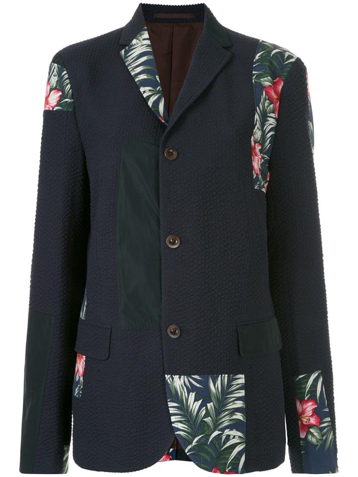 Kolor Patchwork Panel Jacket - Blue