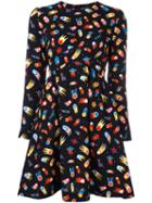 Love Moschino Comet Print Dress, Women's, Size: 38, Black, Polyester
