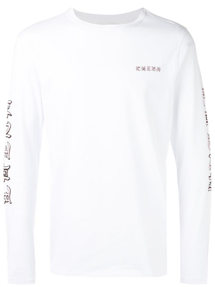 Soulland Long Sleeve Typography Print T-shirt, Men's, Size: Medium, White, Cotton