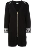 Kenzo V-neck Cardi-coat, Size: Medium, Black, Cotton