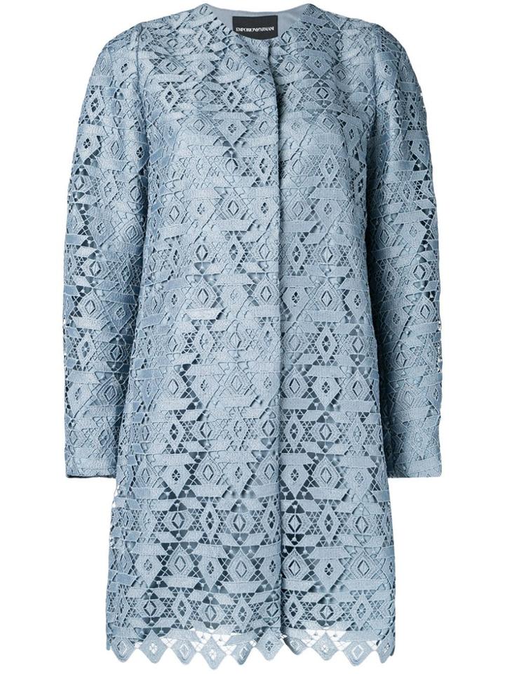 Emporio Armani Macramé Duster Coat - Blue
