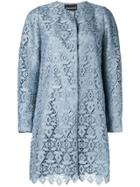 Emporio Armani Macramé Duster Coat - Blue