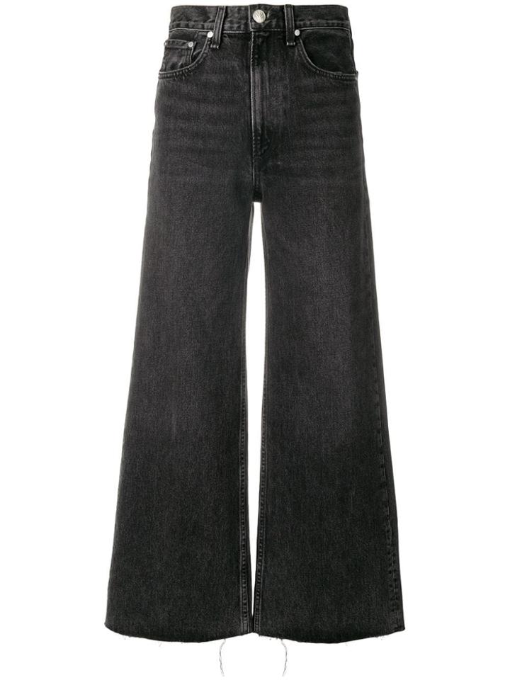 Rag & Bone Frayed Palazzo Jeans - Black