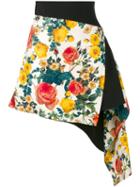 Fausto Puglisi - Asymmetric Floral Skirt - Women - Silk/spandex/elastane/acetate/viscose - 44, Black, Silk/spandex/elastane/acetate/viscose