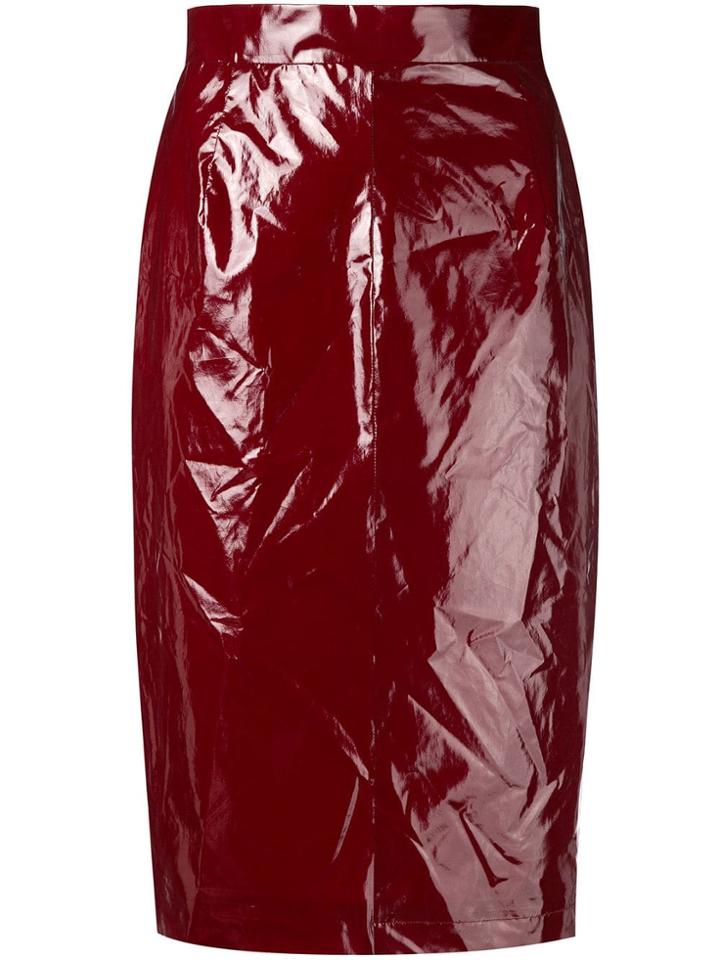 No21 Crushed Style Pencil Skirt - Red