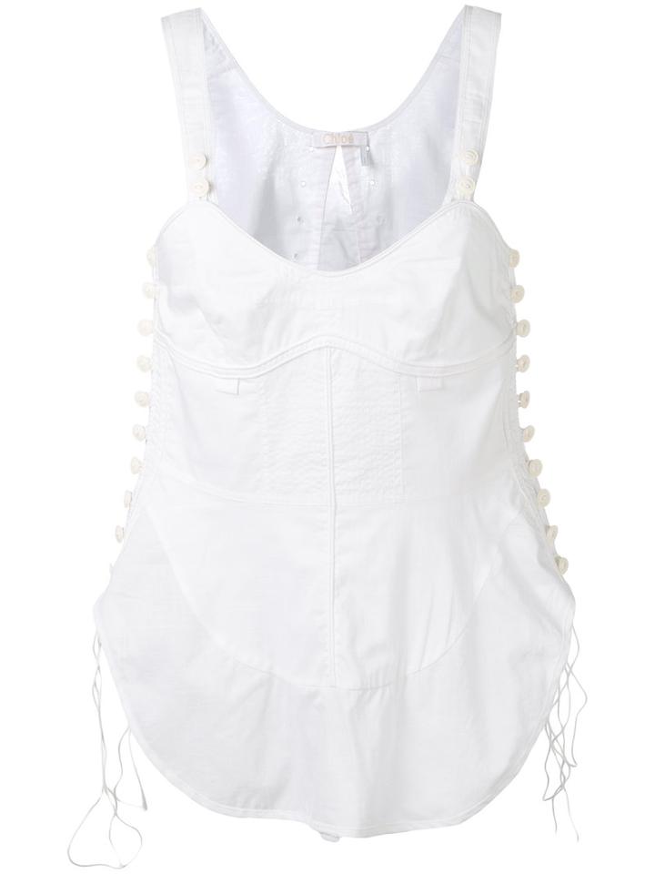 Chloé - Panelled Top - Women - Cotton - 38, White, Cotton