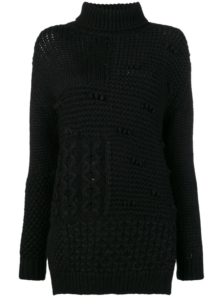 Simone Rocha Patchwork Roll Neck Sweater - Black