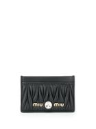 Miu Miu Matelassé Leather Card Holder - Black