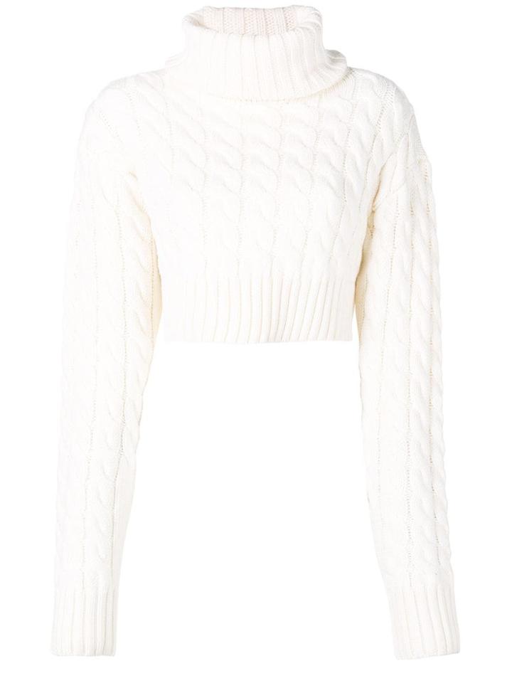 Matthew Adams Dolan Knitted Crop Turtleneck - White