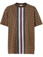Burberry Monogram Stripe Print Cotton Oversized T-shirt - Brown