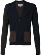 Maison Margiela Contrast Colour Panel Cardigan, Men's, Size: Large, Blue, Wool