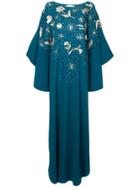 Oscar De La Renta Sequin-embroidered Caftan Gown - Blue