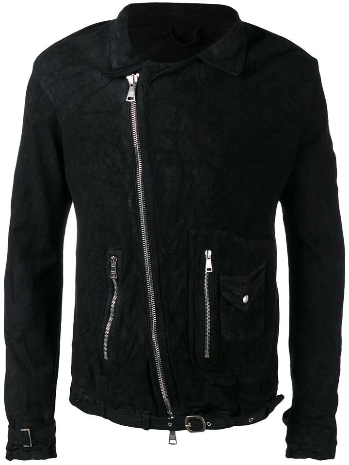 Biker Jacket - Men - Cotton/leather/nylon - 52, Black, Cotton/leather/nylon, Giorgio Brato