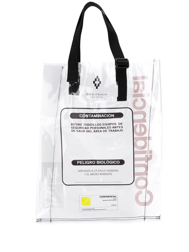 Marcelo Burlon County Of Milan Warning Tote Bag - Neutrals