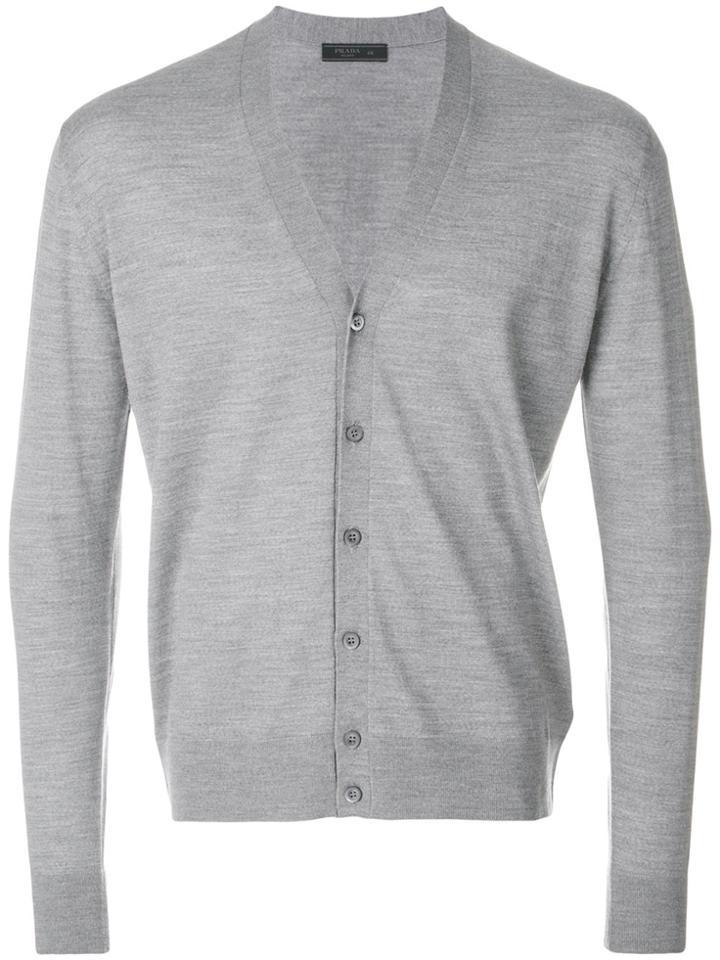 Prada V-neck Knit Cardigan - Grey