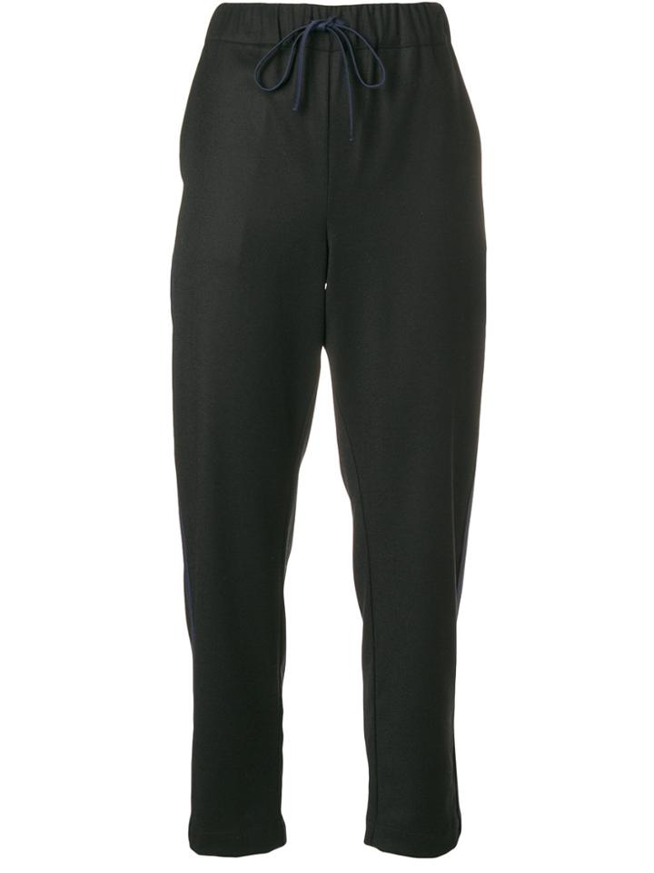 Semicouture Cropped Track Pants - Black