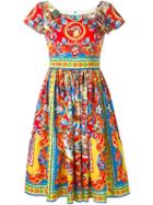 Dolce & Gabbana Carretto Siciliano Print Dress, Women's, Size: 42, Red, Cotton
