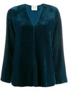 Forte Forte Loose V-neck Top - Blue