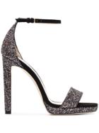 Jimmy Choo Black And Metallic Silver Misty 120 Leather Sandals