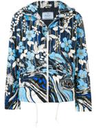 Prada Floral Print Windbreaker Jacket - Blue