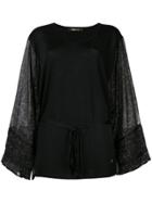 Roberto Cavalli Leopard Print Sleeves Blouse - Black