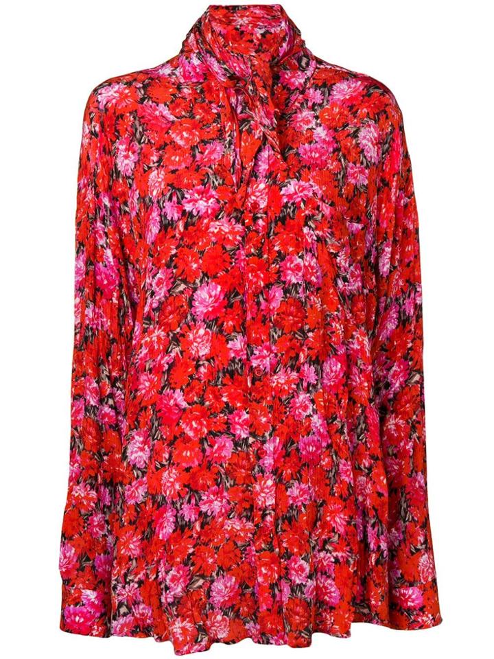 Balenciaga Floral Scarf Blouse - Red