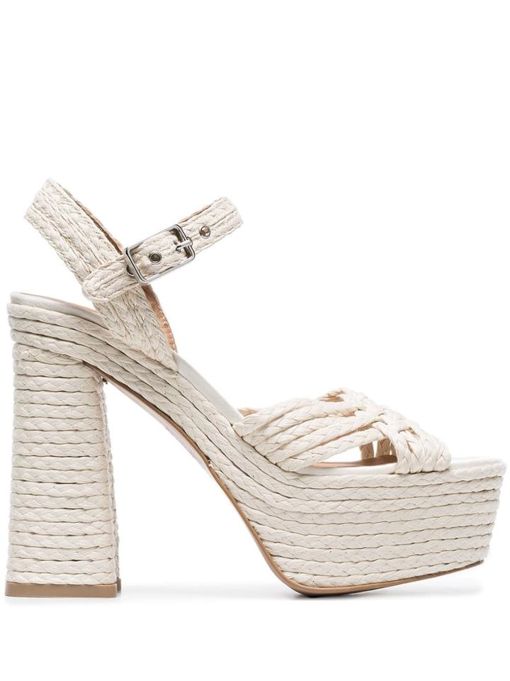 Castañer 135 Woven Platform Sandals - Neutrals
